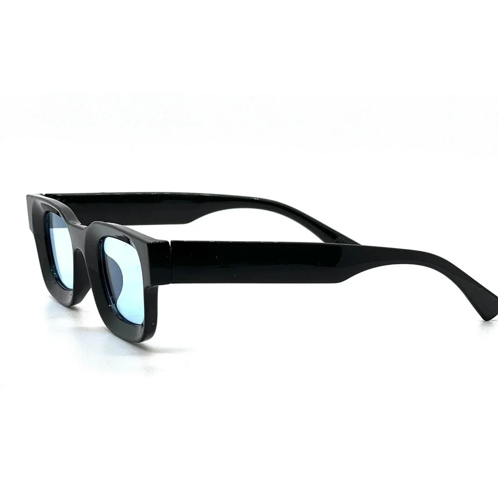 Square Sunglasses Blue Lens Black Frame Women Fashion Luxury Narrow Shape 2026